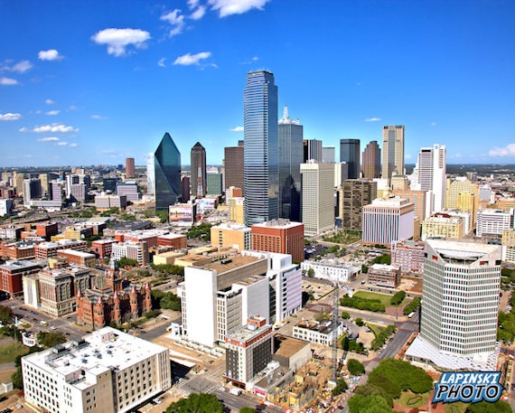 Downtown Dallas Photograph, Color Photography, Skyline Photo, Wall