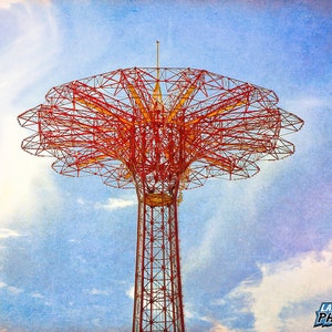 Coney Island Photograph, Amusement Park Color Photography, Brooklyn New York Art Print, Matted or Unmatted Photo, &quot;Parachute Jump #1&quot;