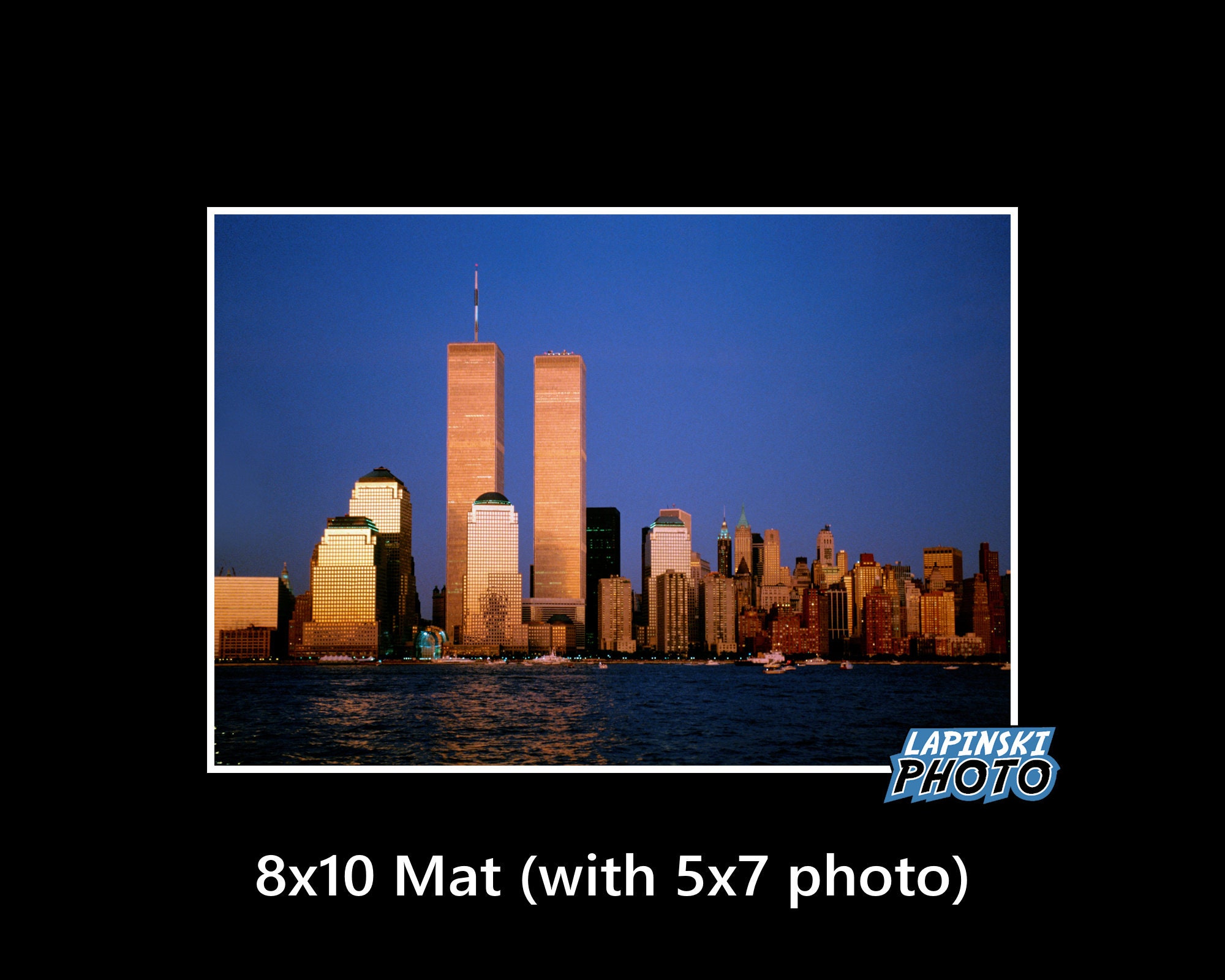 【ヴィンテージ】光る！ニューヨークEternal Twin Towers 額装 Old New York City Photograph, Color Photography, NYC Skyline