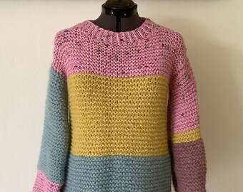New Design from FruStrik. Sweater knitted from super delicious luxury yarn from Norway. Size M