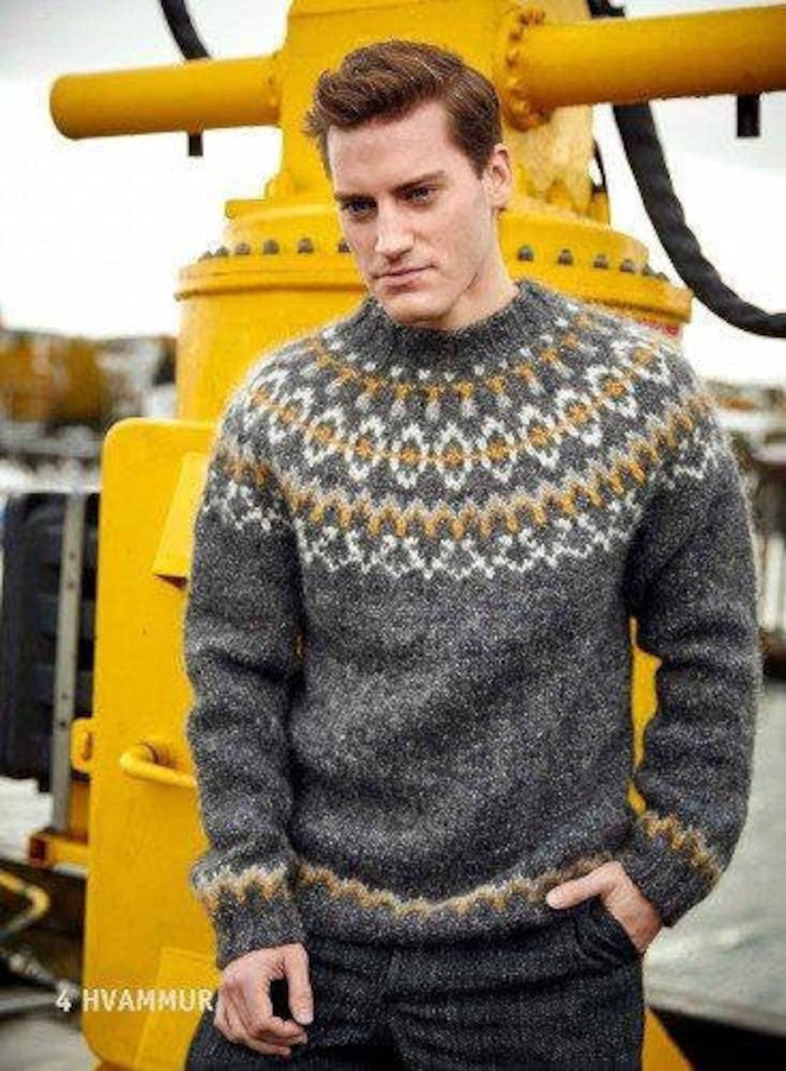 Icelandic sweater for men handmade from pure Icelandic Wool Etsy