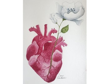 Art Print "Heart Bloom" | Unframed Giclee Print by Camri Landkamer Art | Human Anatomy Art Print | Gift | Anatomical Heart Wall Art