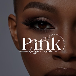 The Pink Lash Room custom logo design — bold serif and script combination wordmark with lash icon and arc tagline Confidence One Lash At A Time. Beauty and lash extension salon logo by 90Designs.