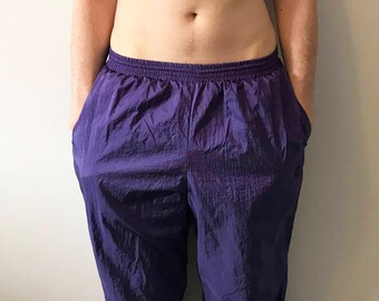 vintage 90s Wilson purple shiny windbreaker track pants women's large free shipping!