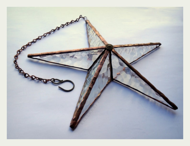 BARN STAR stained glass 3D pentagram