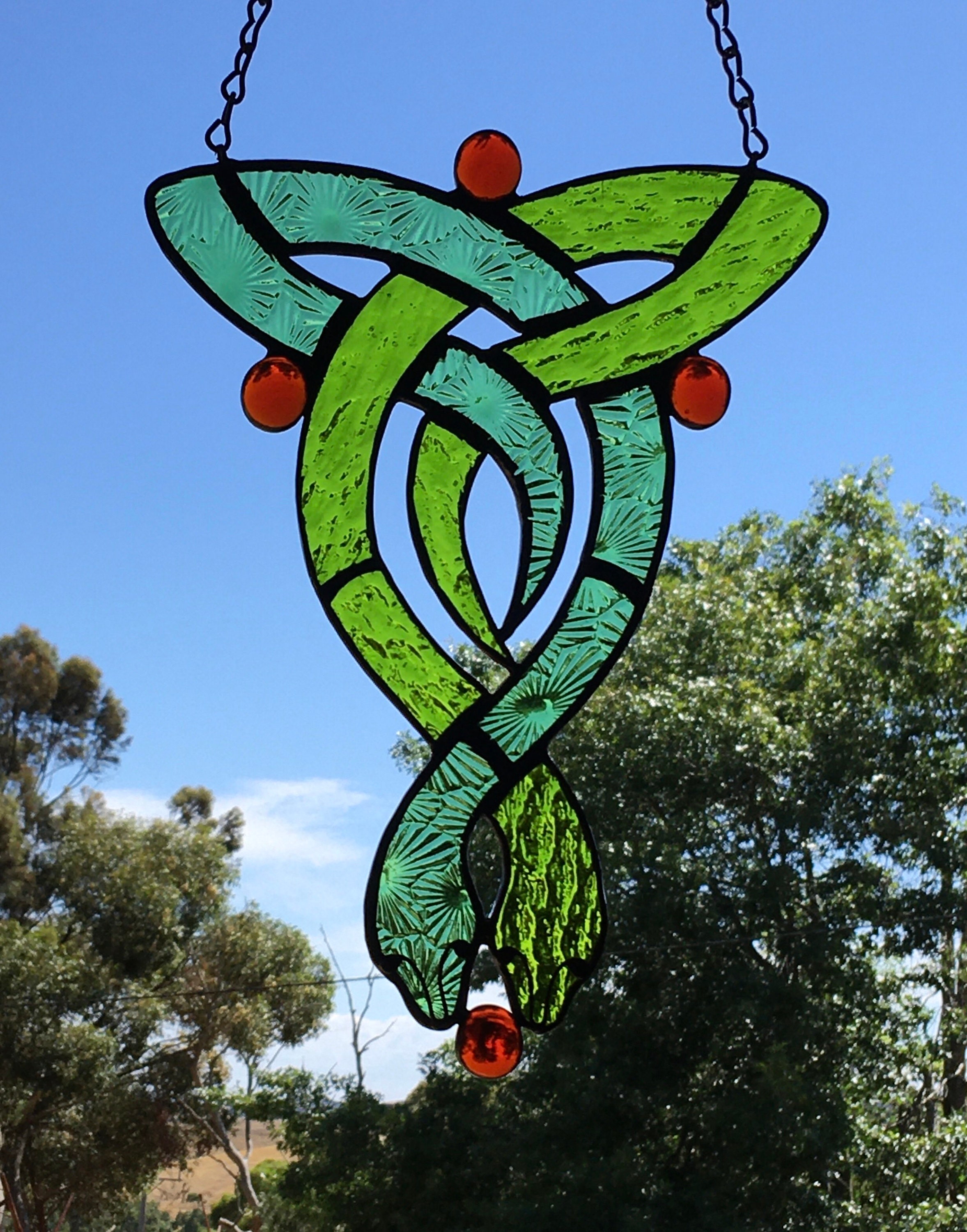 Stained Glass CELTIC SNAKES Knotwork Suncatcher Etsy Australia