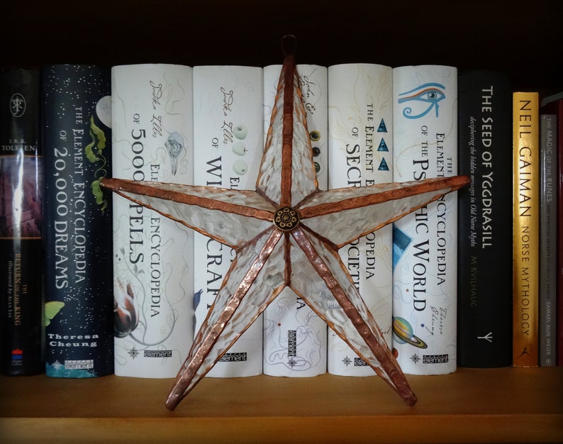 BARN STAR stained glass 3D pentagram