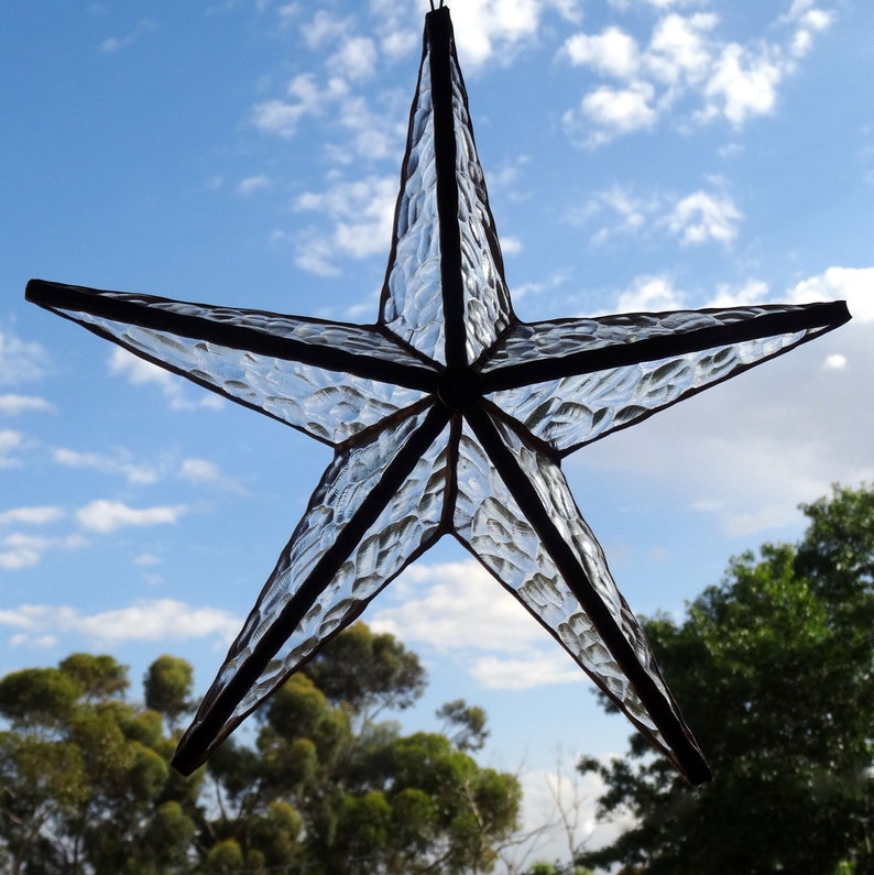 BARN STAR stained glass 3D pentagram