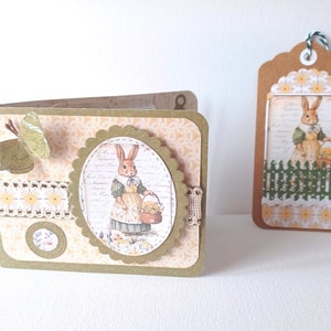 Carte double 15 x 10 - Pâques lapin vert