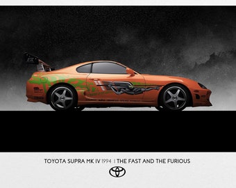 Toyota Supra  Brian O Conner -Wall Art Fast and Furious Movie Cars Poster Iconic  Digital Printable Wall Art Unframed Poster