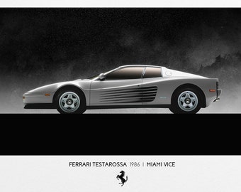Ferrari Testarossa Miami Vice -Wall Art Movie Cars Poster Iconic  Digital Printable Wall Art Unframed Poster