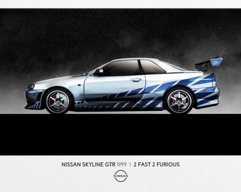 Nissan Skyline  Brian O Conner -Wall Art Fast and Furious Movie Cars Poster Iconic  Digital Printable Wall Art Unframed Poster