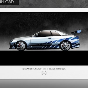 Nissan Skyline  Brian O Conner -Wall Art Fast and Furious Movie Cars Poster Iconic  Digital Printable Wall Art Unframed Poster