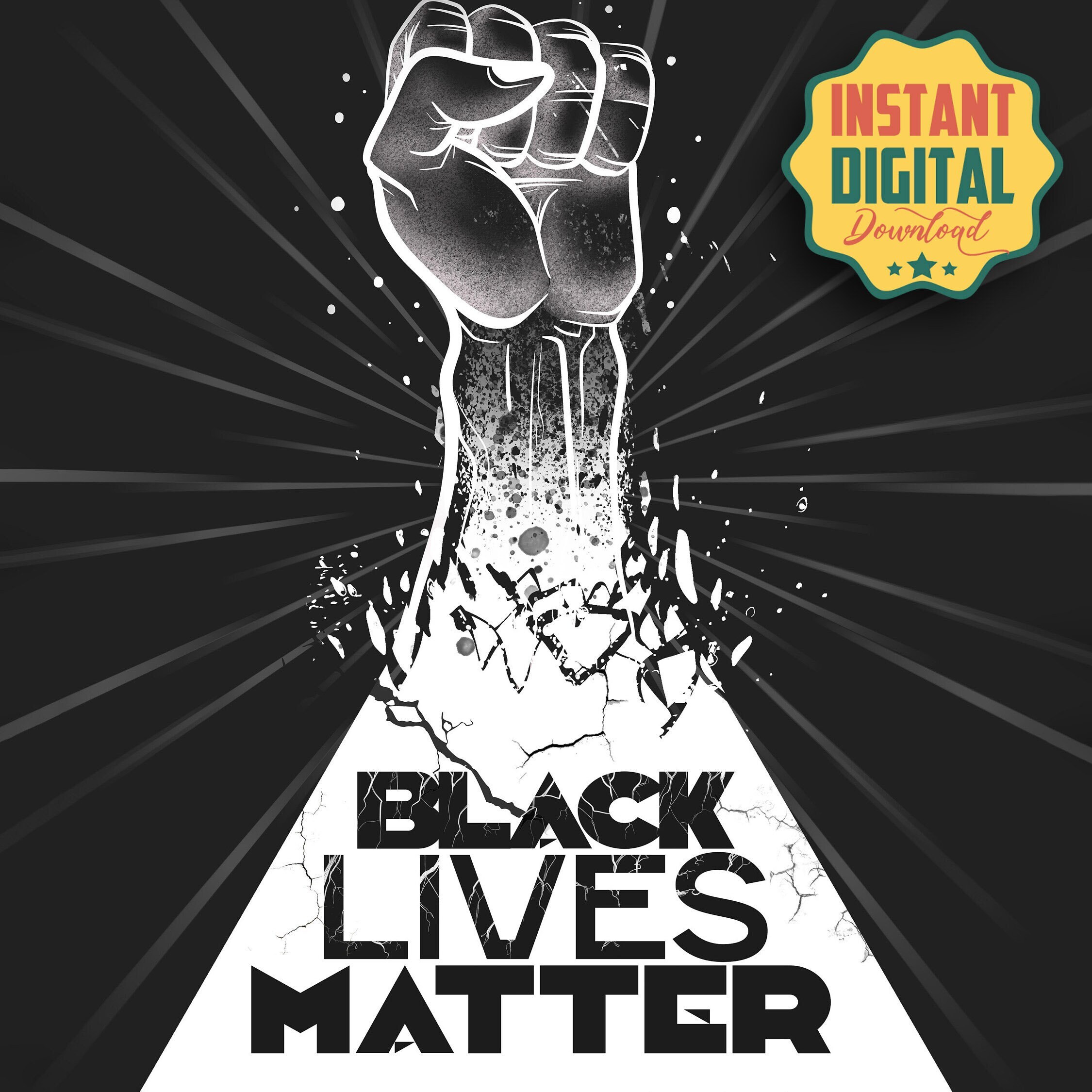 Black Lives Matter Power Fist Wall Art Poster Digital