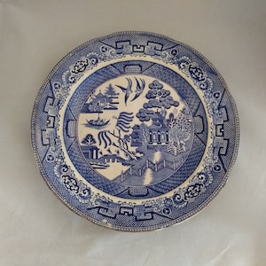 Old Hall E'ware (Earthenware Co.) England, Transfer Ware, Blue Willow Patter, 1880s