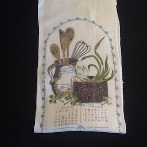Vintage 1981 Linen Calendar Towel, Tea Towel