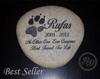Pet Memorial Stone, Personalized, Tribute, Etched, Custom, Grave Marker, Garden Stone