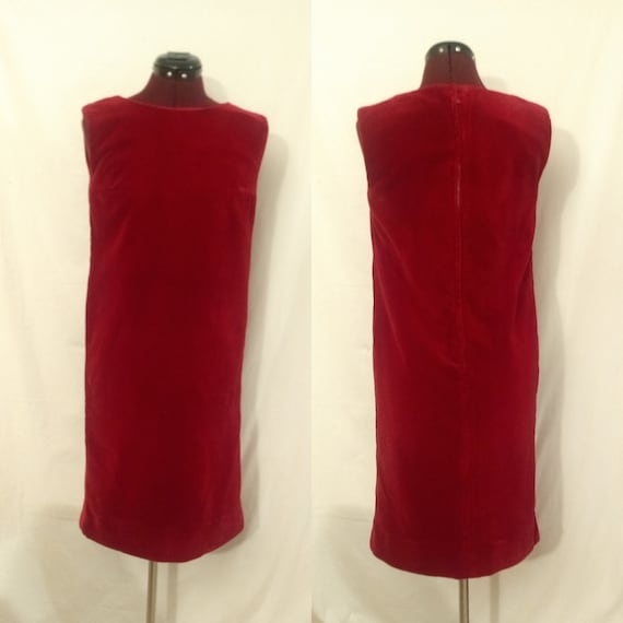 Vintage 1960s Elinor Porter Maroon Velvet Dress - image 1