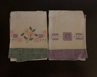 Vintage Linen Tea Towel-Pair