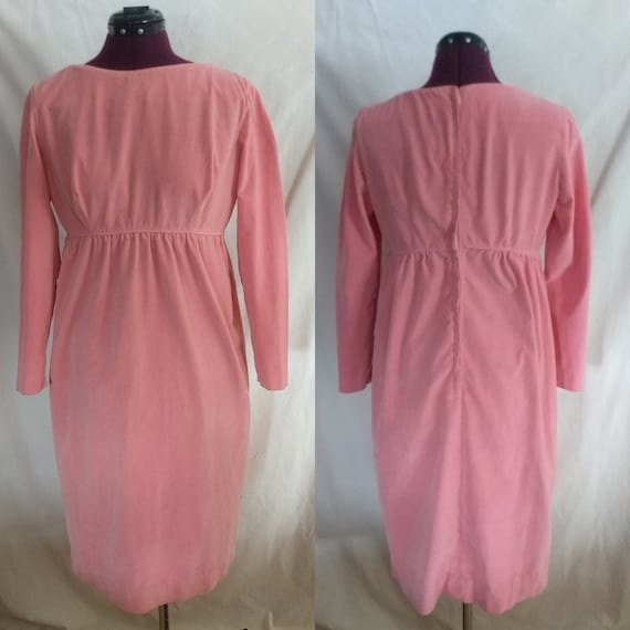 Vintage 1960s Pink Velvet Dress by California Cha… - image 1