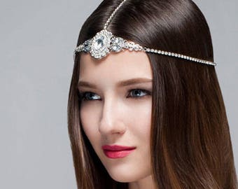 bridal wedding headband rhinestone forehead oversized