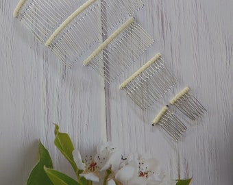 Peigne torsadé à griffes en métal pour faire un voile de mariée de mariage bricolage enveloppé de fleurs fraîches et de tulle