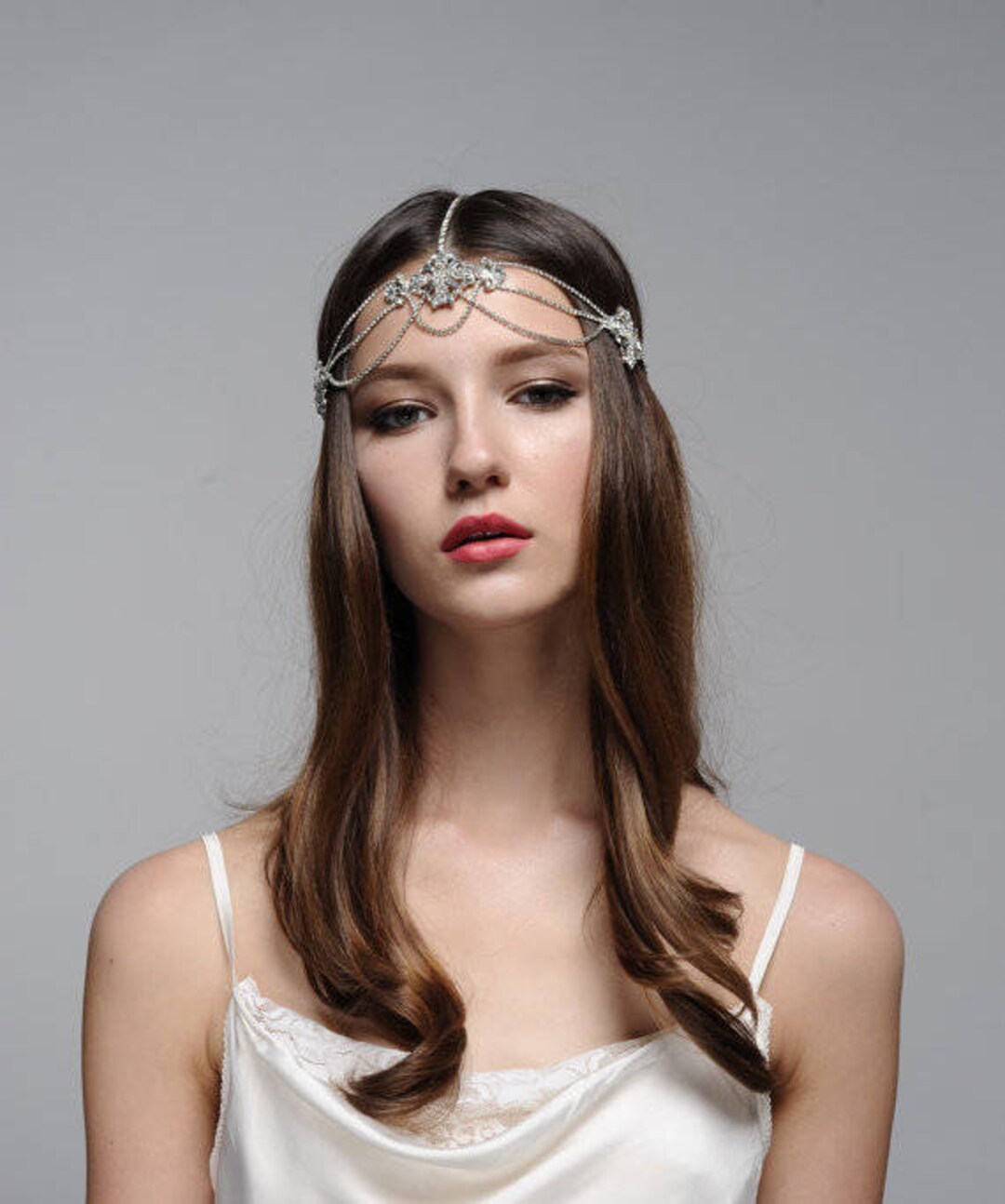 Rose Gold or Silver Bohemian Forehead Chain Rhinestone Etsy