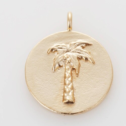2PCS Palm Tree Coin Pendant Matte Gold-plated AA0160-MG - Etsy