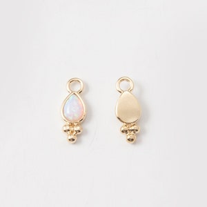 2PCS - Ice Cream Opal Charm, Tiny Round White Opal Charm, Opal pendant, Candy Charm, Real 14K Gold Plated  [G0317-PG]