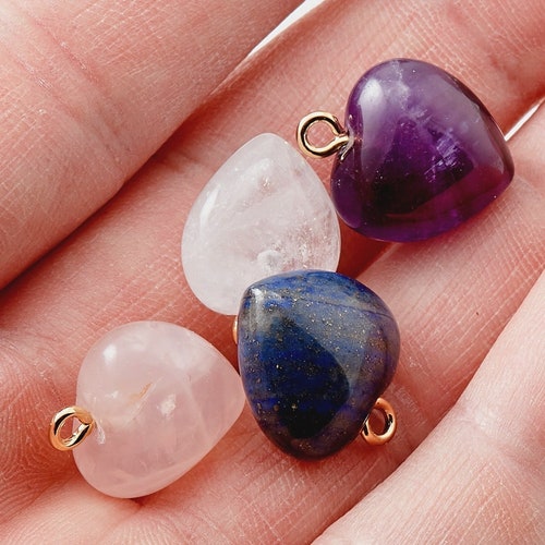 1Pc Amethyst Gem Stone Heart Flower Pendant Fit Necklace DIY Jewelry Making 1Pc Amethyst Gem Stone Heart Flower Pendant Fit Necklace DIY Jewelry Making