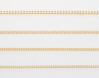 1 Meter - Curve Flat chain (125SF, 130SF, 135SF, 140SF, 145SF, 150SF, 160SF), Jewelry Supplies, 14k Gold Plated [CH0089-PG]