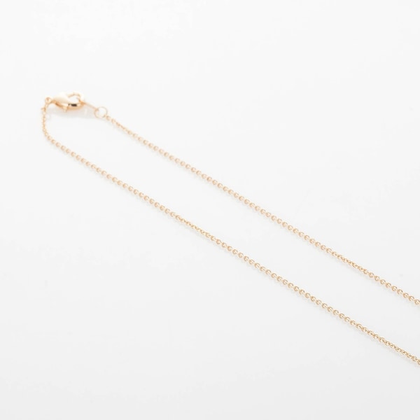 1PC - Finished Chain with brass Lobster Clasp 16 inch, basic, 230s Chain, 14K Gold Plated+Water-Resistant Coated [N-A-230s]