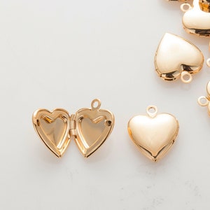 2PCS - Heart Locket Charms, Locket Charm Necklace, 14K Gold Tone [P0803-PG]