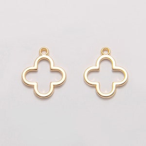 8PCS - Gold clover charm, clover pendants, clover gold Pendant Polished Gold-Plated  <SJ0005-PG>