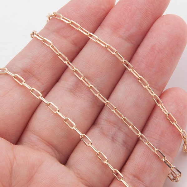 1 Meter - Link Chain _ Jewelry Supplies, Craft Supplies, Link Chain 2.2X4.9mm, 14K Gold Plated over Brass [CH0142-PG]