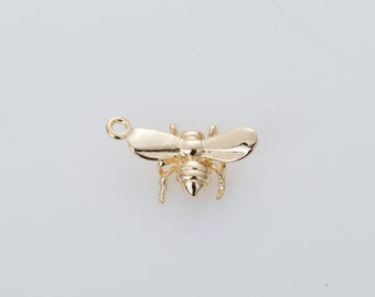 4 PCS - Pendentif petite abeille, plaqué or [AA0158-PG]