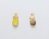 Epoxy PineApple Pendant, Pineapple charm Polished Gold -Plated - 2 Pieces P0993-PG