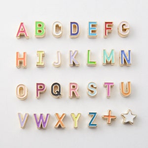 6PCS - 8mm Enamel Initial Alphabet Beads, Colorful Gold Lined Letter Beads, A-Z Letter Beads, Rainbow beads, Enamel letter beads [CB0076]