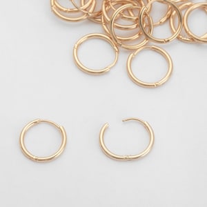 2PCS - 12mm Gold Hoop Earring, Vintage Hoop, Dangle Huggie Hoop earrings, Thin hoops Gold-Plated [H0101-PG]