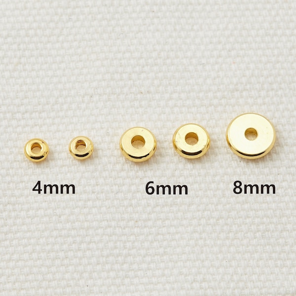 100 Gold Plated 8mm Flat Heishe Spacer Disc Beads For Jewelry Making