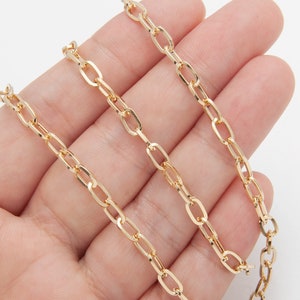 1 Meter - Small Square Gold Chain, Gold Paper Clip Chain, Jewelry Supplies, Craft Supplies, 14K POLISHED GOLD [CH0273-PG]