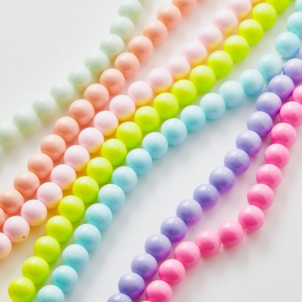 1 strand - 4mm 6mm Glass beads, pastel beads, bracelet bead, Opaque Glass Beads, Frosted Glass Beads, Multi-color beads, neon beads [CB0096]