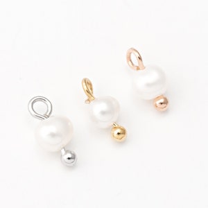 6PCS - Tiny Water Pearl Charms, Pearl Ball Pendants, Pearl Charm Necklace Pendant, Real 14K Gold / Rhodium / Rose Gold Plated [P0958S]