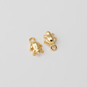 4PCS - Mini Gold Frog Dangle Charms, Tiny Frog Brass Charm, Animal Minimalist Jewelry Making, Real 14K Gold Plated [P1674-PG]