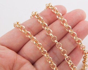 1 Meter - Round Link Chain _ Jewelry Supplies, Craft Supplies, Link Chain, 14K Polished Gold Plated over Brass   [CH0145-PG]