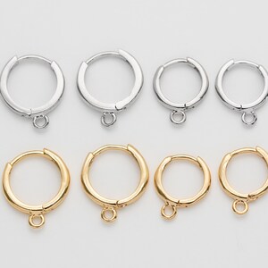 6PCS - 8mm, 10mm One Touch Earrings, Simple Huggie Hoops Earrings, Dangle Earring supplies, Real 14K Gold Plated [E0408]