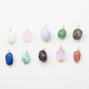 6PCS - Gemstone charms(Small), healing charms, Gemstone charm Necklace Pendant 14K Gold Plated  [G0296-PG]