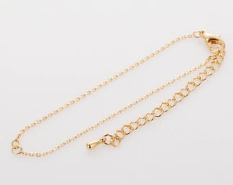 1PC - 6" Finished Bracelet Gold Chain with Lobster Clasp, 230 4dc chains  14K POLISHED Gold+Water-Resistant Coated[FB-230-PG]