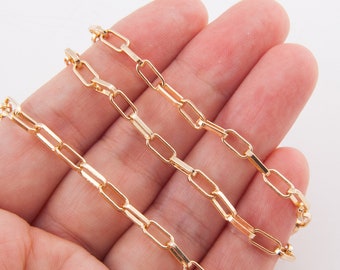 1 Meter -  Link Chain _ Jewelry Supplies, Craft Supplies, Link Chain, 14K Polished Gold Plated over Brass [CH0148-PG]