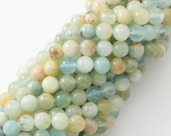 1 Strand  - 15" 8mm aquamarine Beads, healing beads, High Quality Smooth Round, Natural Gemstone [GM0001-AQ]